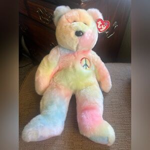 Ty Beanie Babies Buddy  Pastel Peace Bear - Multicolor Plush